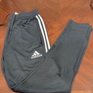 Adidas Medium Black Sweatpants with White Stripes